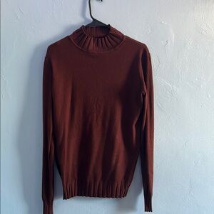 Zara Brown Cowl Neck Sweater with Ribbed Detailing
